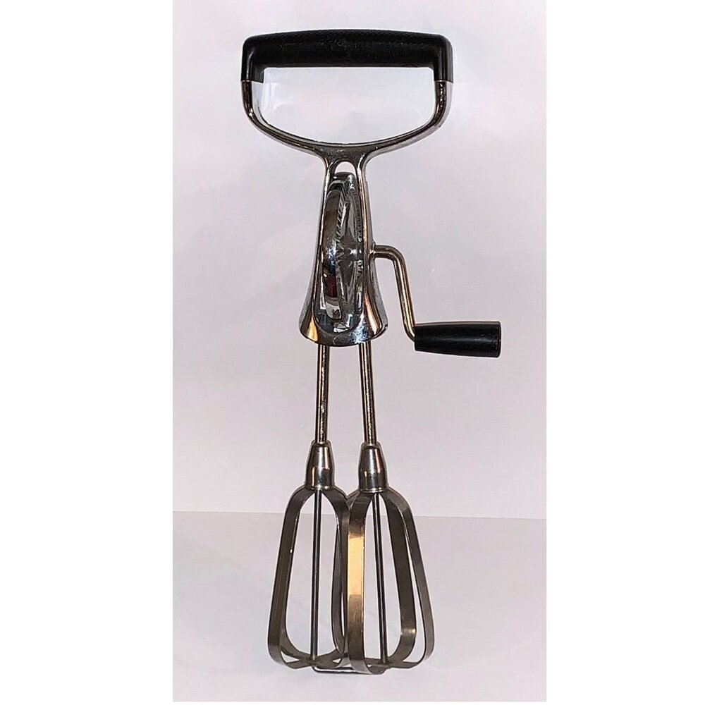 Vintage ECKO Manual Mixer Egg Beater Hand Crank Stainless Steel (Made in USA)
